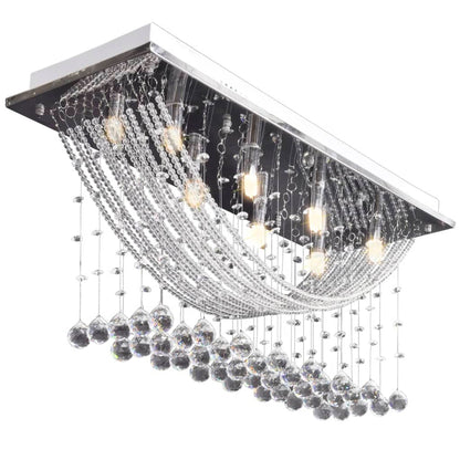 Lampada Da Soffitto Bianca Con Cristalli Di Vetro 8 X G9 29 Cm