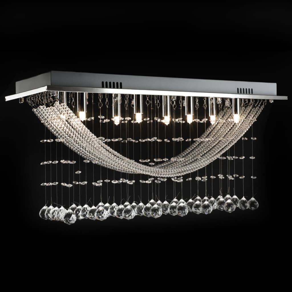 Lampada Da Soffitto Bianca Con Cristalli Di Vetro 8 X G9 29 Cm