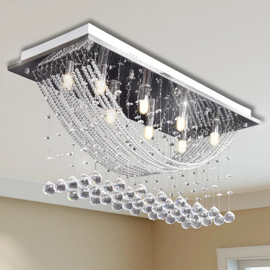 Lampada Da Soffitto Bianca Con Cristalli Di Vetro 8 X G9 29 Cm