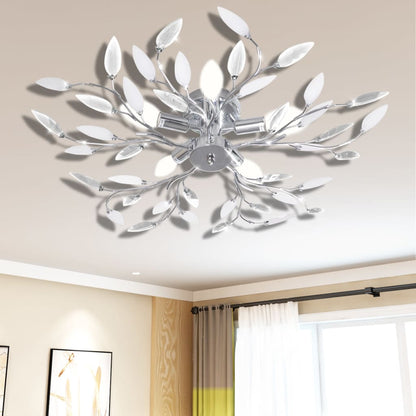 Lampada Da Soffitto E Bianco In Cristalli Acrilici 5 E14