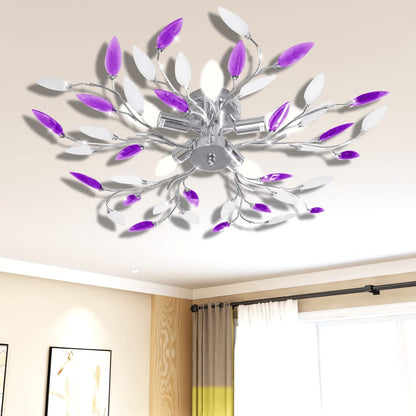 Lampada Da Soffitto E Bianco In Cristalli Acrilici 5 E14