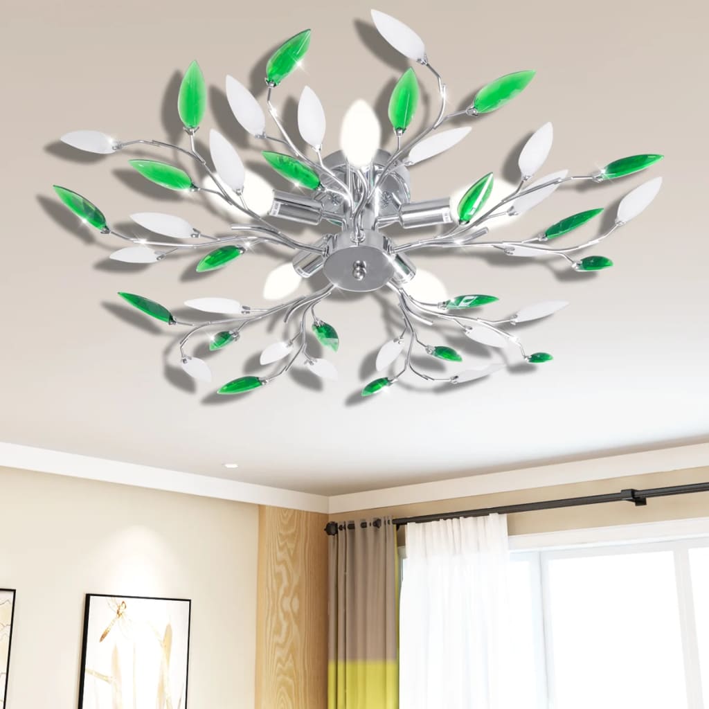Lampada Da Soffitto E Bianco In Cristalli Acrilici 5 E14