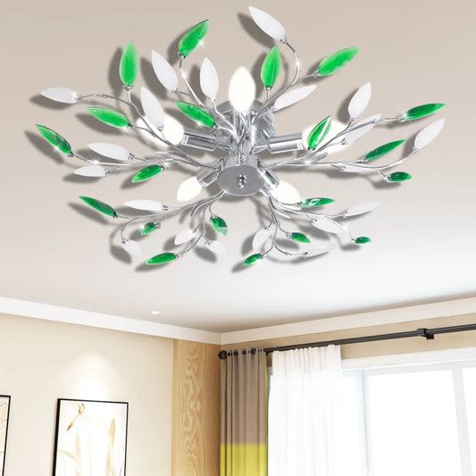 Lampada Da Soffitto E Bianco In Cristalli Acrilici 5 E14