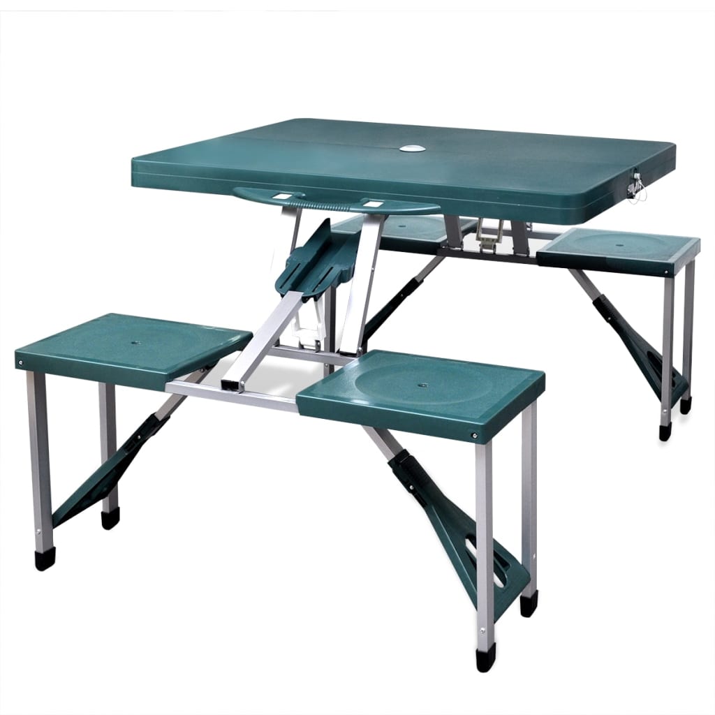 Set Tavolo Da Campeggio Con 4 Sedie In Alluminio Leggero Grigio