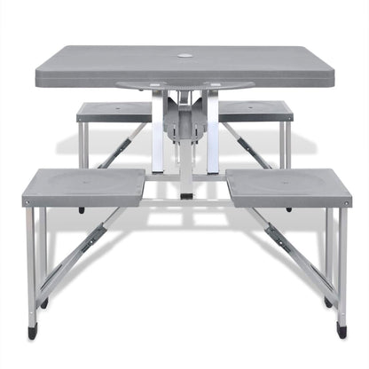 Set Tavolo Da Campeggio Con 4 Sedie In Alluminio Leggero Grigio