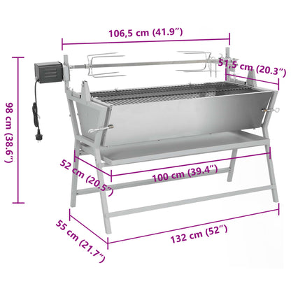 Barbecue Girarrosto In Ferro Ed Acciaio Inossidabile