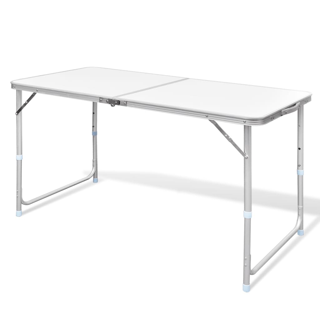 Set Tavolo Da Campeggio Pieghevole 4 Sedie Regolabile Bianco