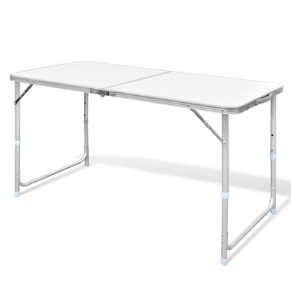 Set Tavolo Da Campeggio Pieghevole 4 Sedie Regolabile Bianco