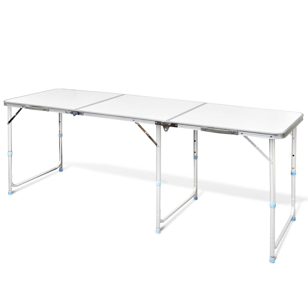 Set Tavolo Da Campeggio Pieghevole 4 Sedie Regolabile Bianco