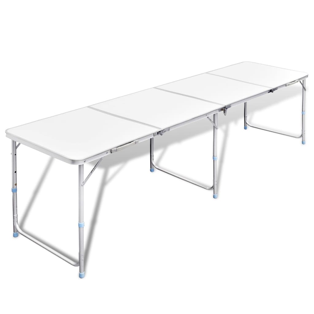 Set Tavolo Da Campeggio Pieghevole 4 Sedie Regolabile Bianco