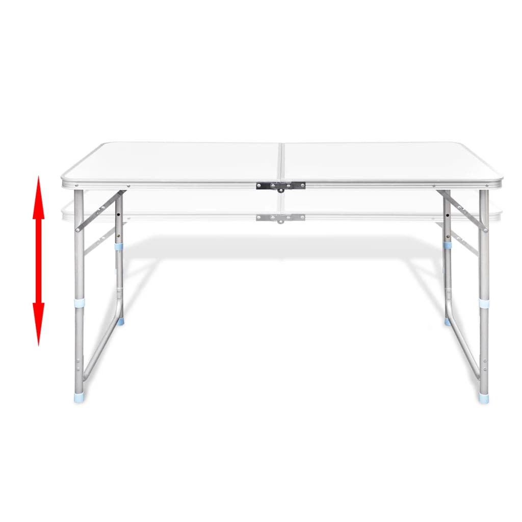 Set Tavolo Da Campeggio Pieghevole 4 Sedie Regolabile Bianco