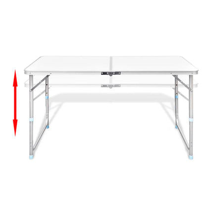 Set Tavolo Da Campeggio Pieghevole 4 Sedie Regolabile Bianco