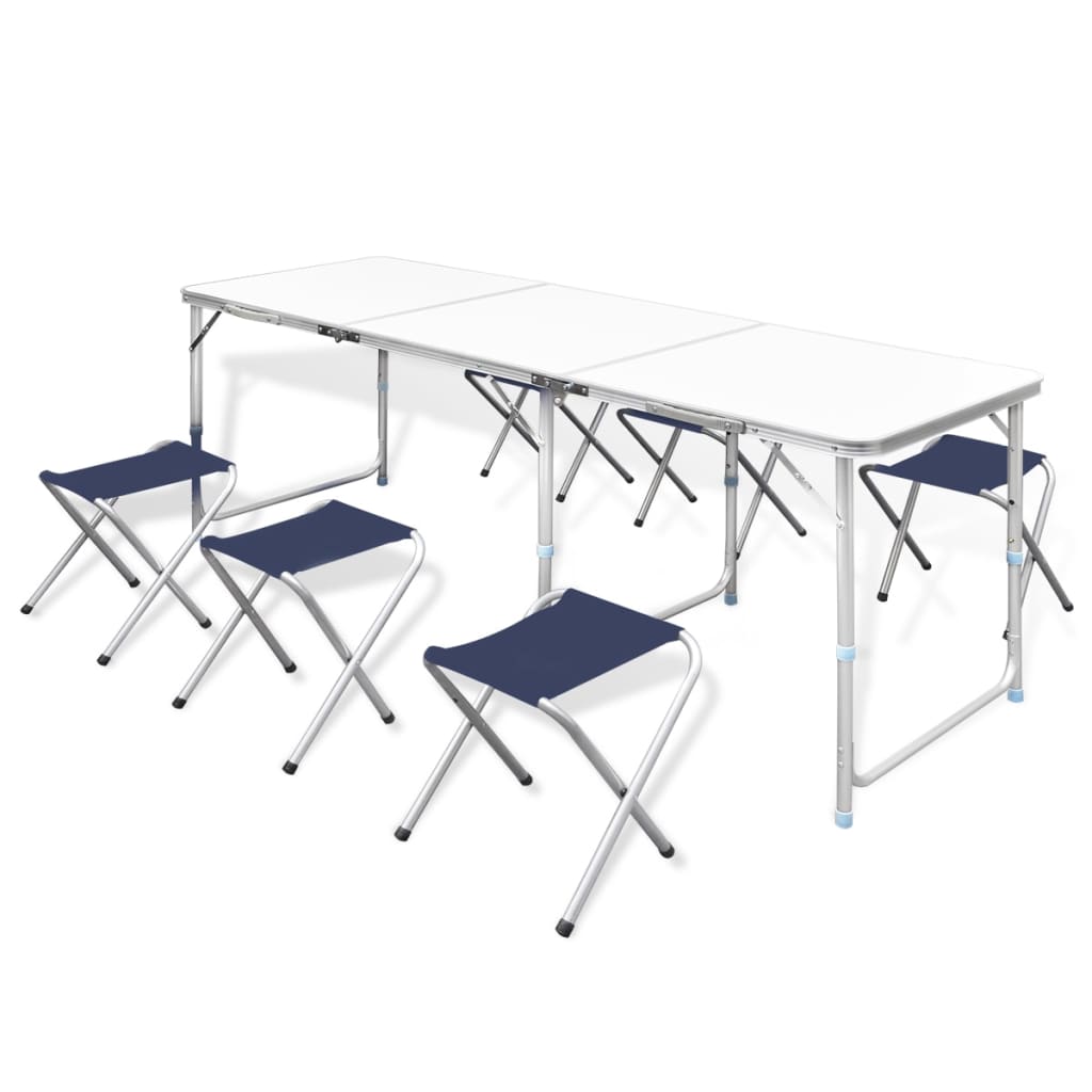Set Tavolo Da Campeggio Pieghevole 4 Sedie Regolabile Bianco