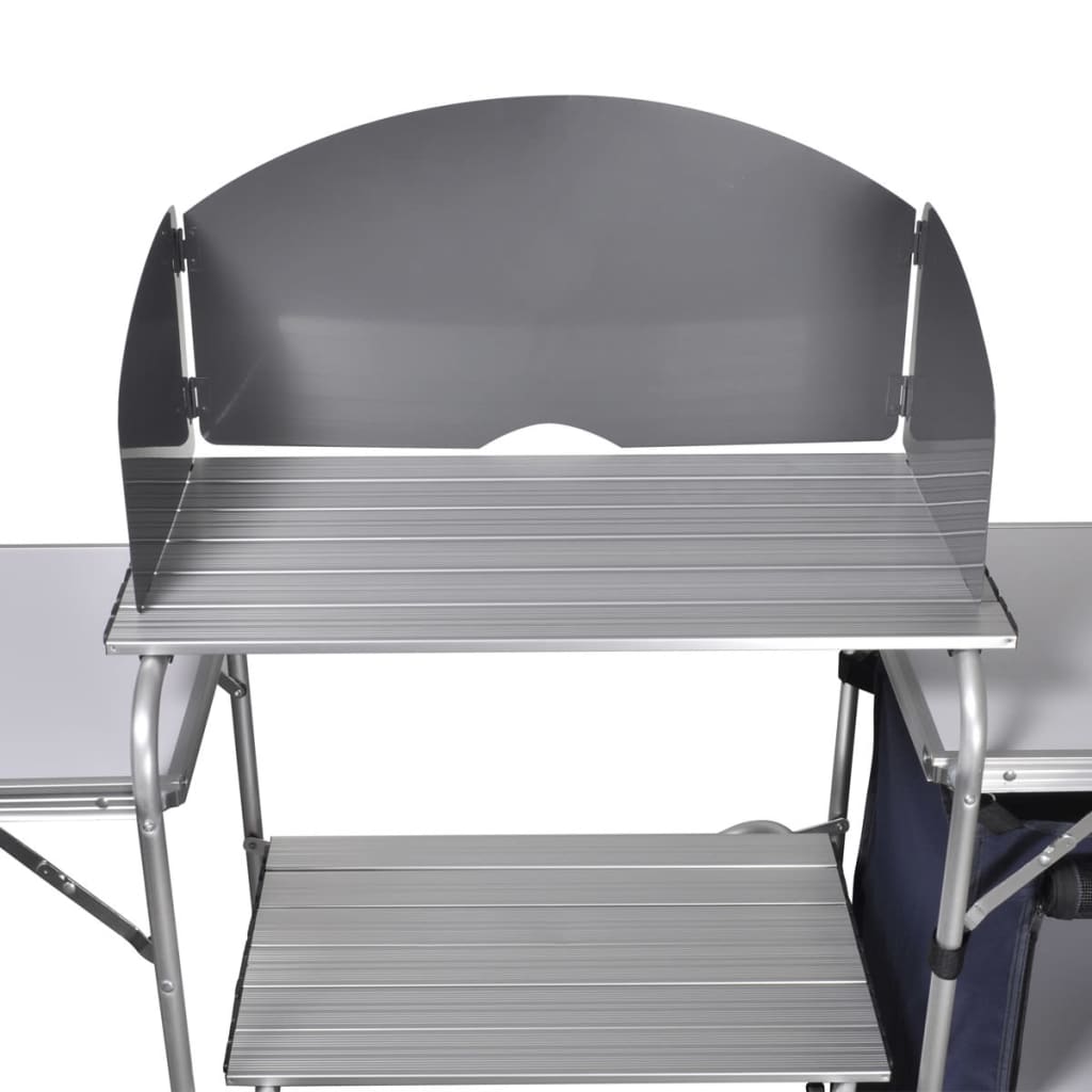 Cucina Da Campeggio Pieghevole Con Parabrezza In Alluminio Nero