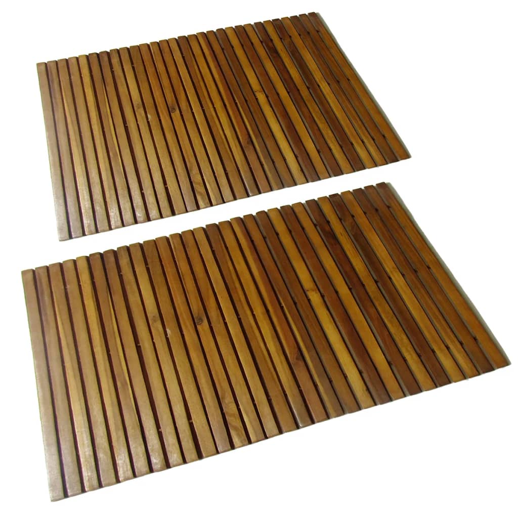 Set 2 Pz Stuoia Per Bagno In Acacia