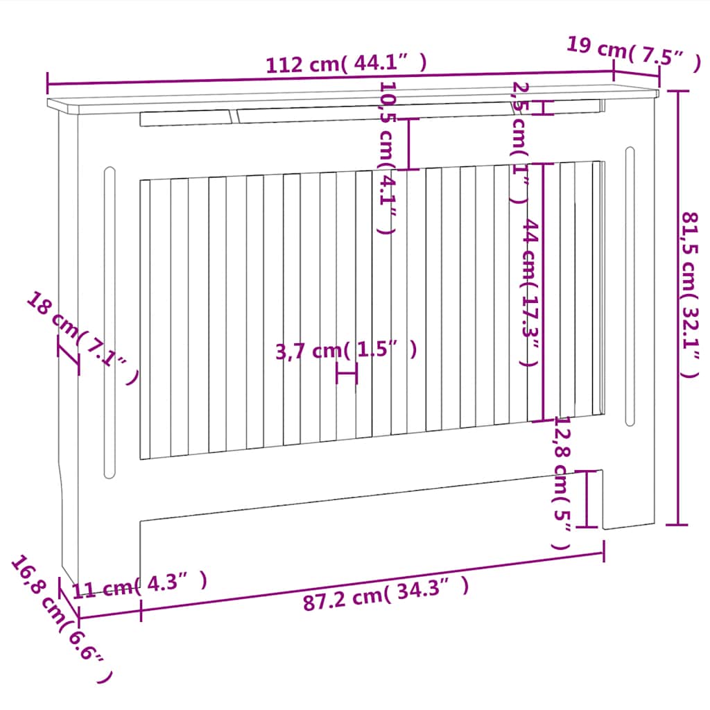 Armadietto Copritermosifone In Mdf 112 Cm