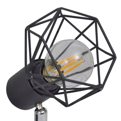 Faretto Industriale Nero Con 2 Lampadine A Incandescenza A Led
