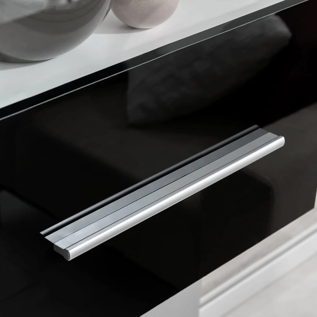 Mobili Con Vetrina Parete Unità Tv 4Pz Lucido Con Luci Led