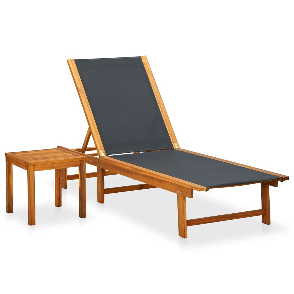 Lettini Prendisole 2 Pz E Tavolo Legno Acacia/Textilene