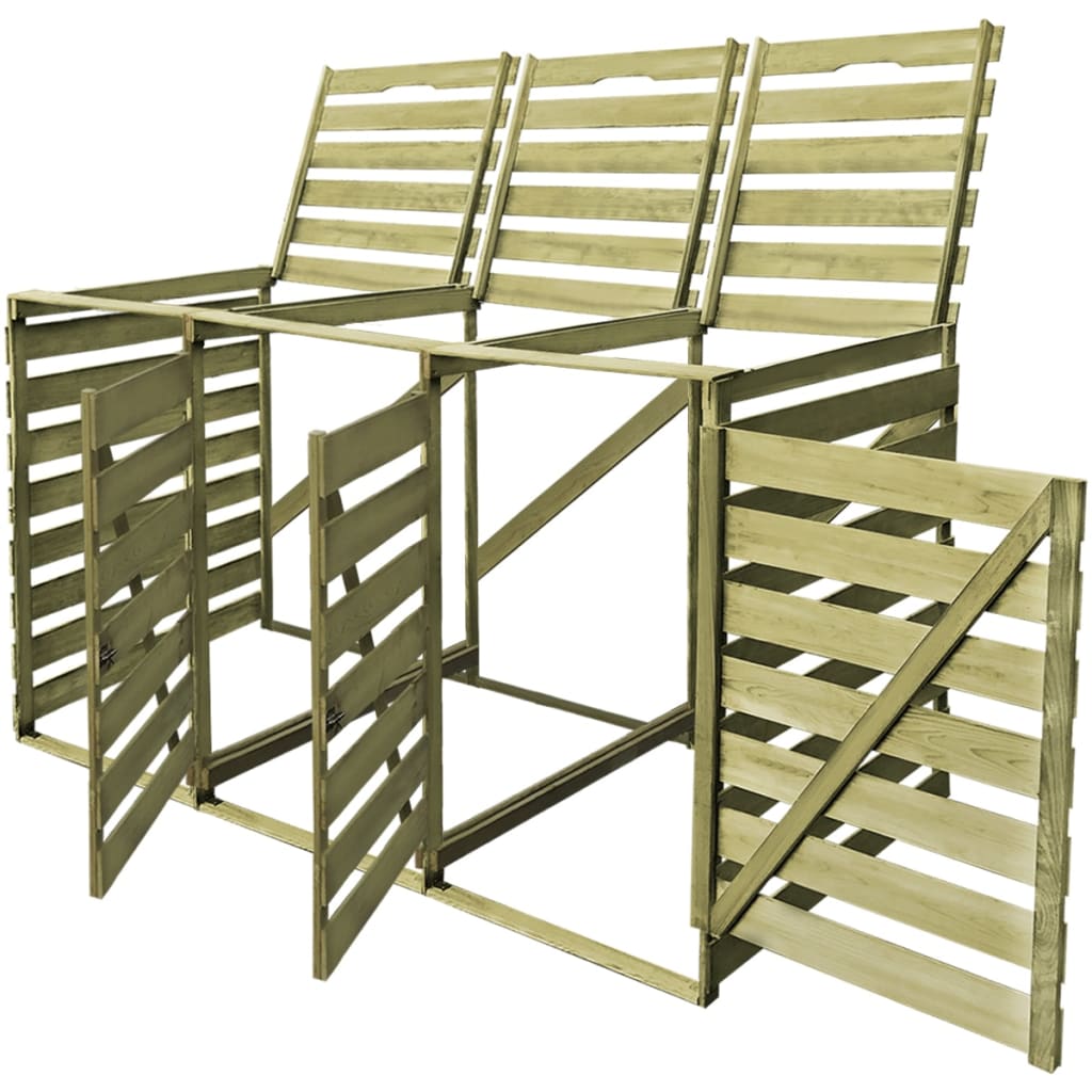 Copribidone Per Spazzatura Triplo 240 L In Legno Impregnato
