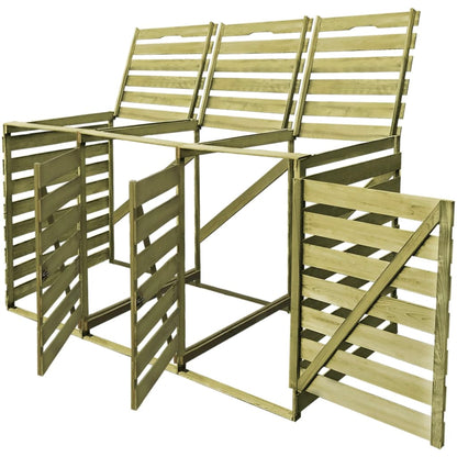 Copribidone Per Spazzatura Triplo 240 L In Legno Impregnato