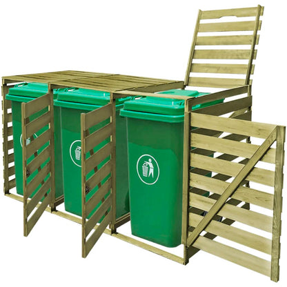 Copribidone Per Spazzatura Triplo 240 L In Legno Impregnato