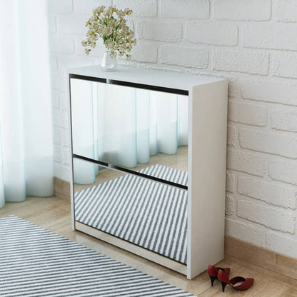 Scarpiera Con 3 Ripiani E Specchio 63X17X102,5 Cm