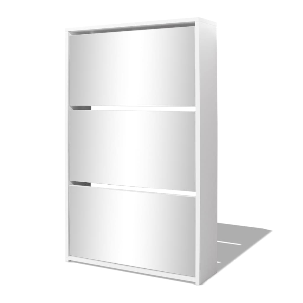 Scarpiera Con 3 Ripiani E Specchio 63X17X102,5 Cm