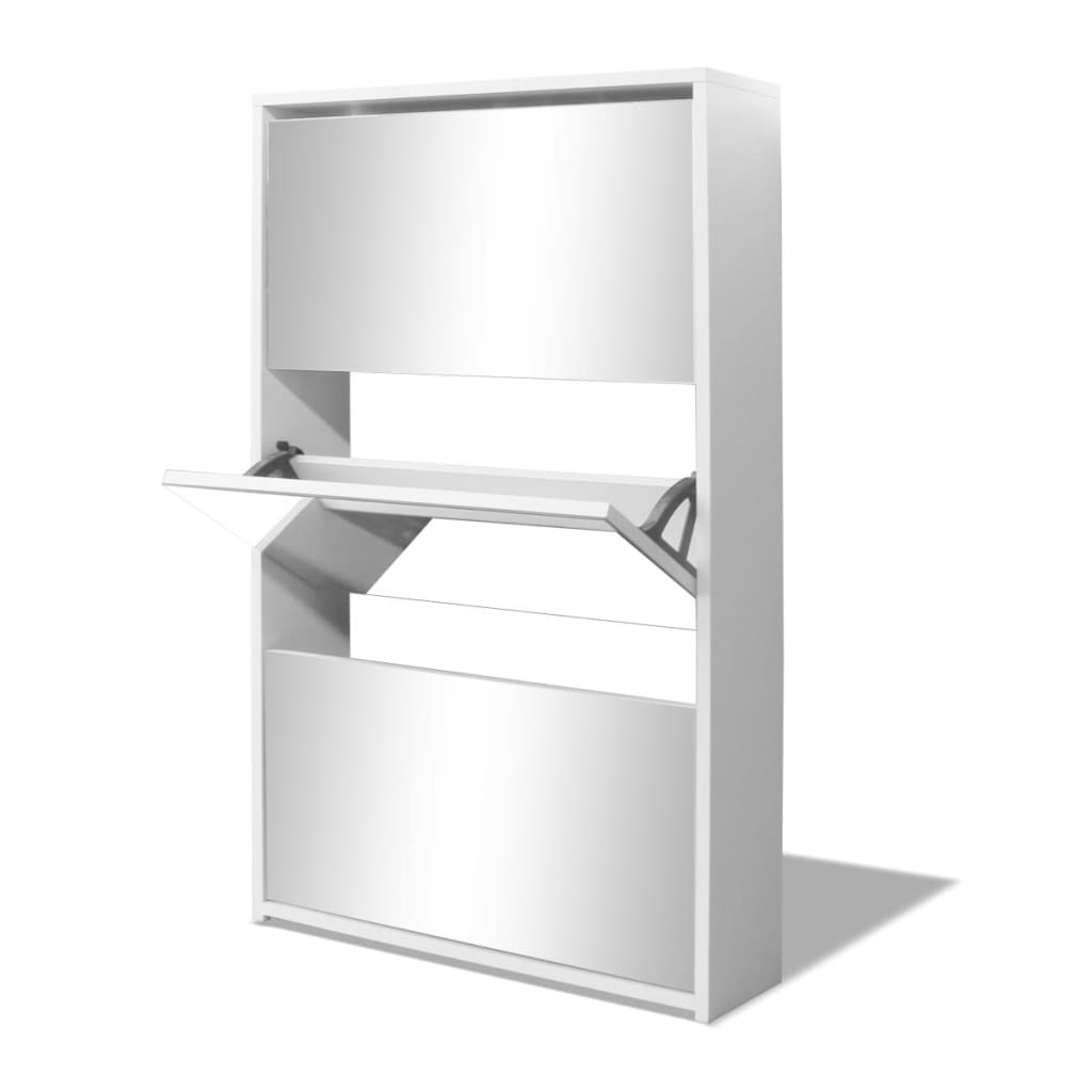Scarpiera Con 3 Ripiani E Specchio 63X17X102,5 Cm