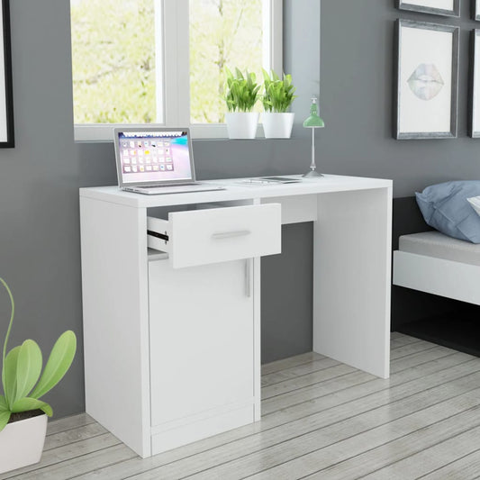 Scrivania Con Cassetto E Armadietto Bianca 100X40X73 Cm