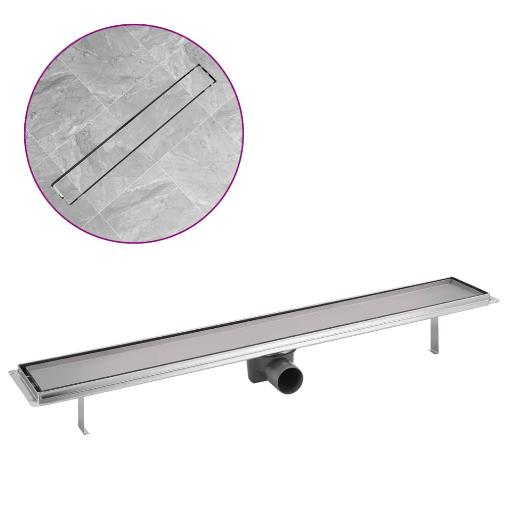 Canaletta Di Drenaggio Lineare Per Doccia 830X140 Mm Acciaio Inox