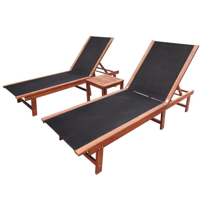 Lettini Prendisole 2 Pz E Tavolo Legno Acacia/Textilene