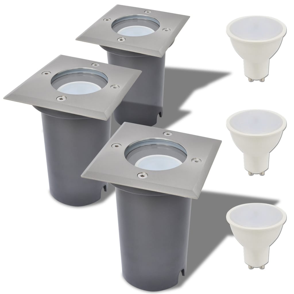 Faretti Carrabili Da Esterno A Led 3 Pz Quadrati