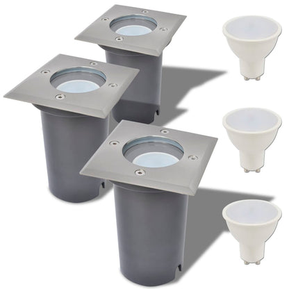Faretti Carrabili Da Esterno A Led 3 Pz Quadrati