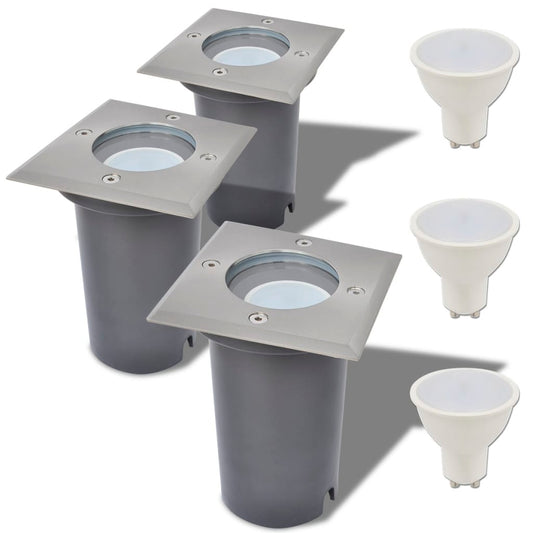 Faretti Carrabili Da Esterno A Led 3 Pz Quadrati