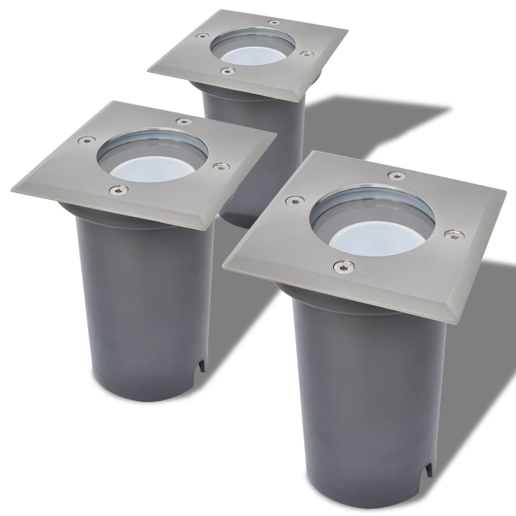 Faretti Carrabili Da Esterno A Led 3 Pz Quadrati