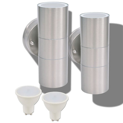 Applique Led Parete 2Pz Acciaio Inox Proiezione Alto/Basso