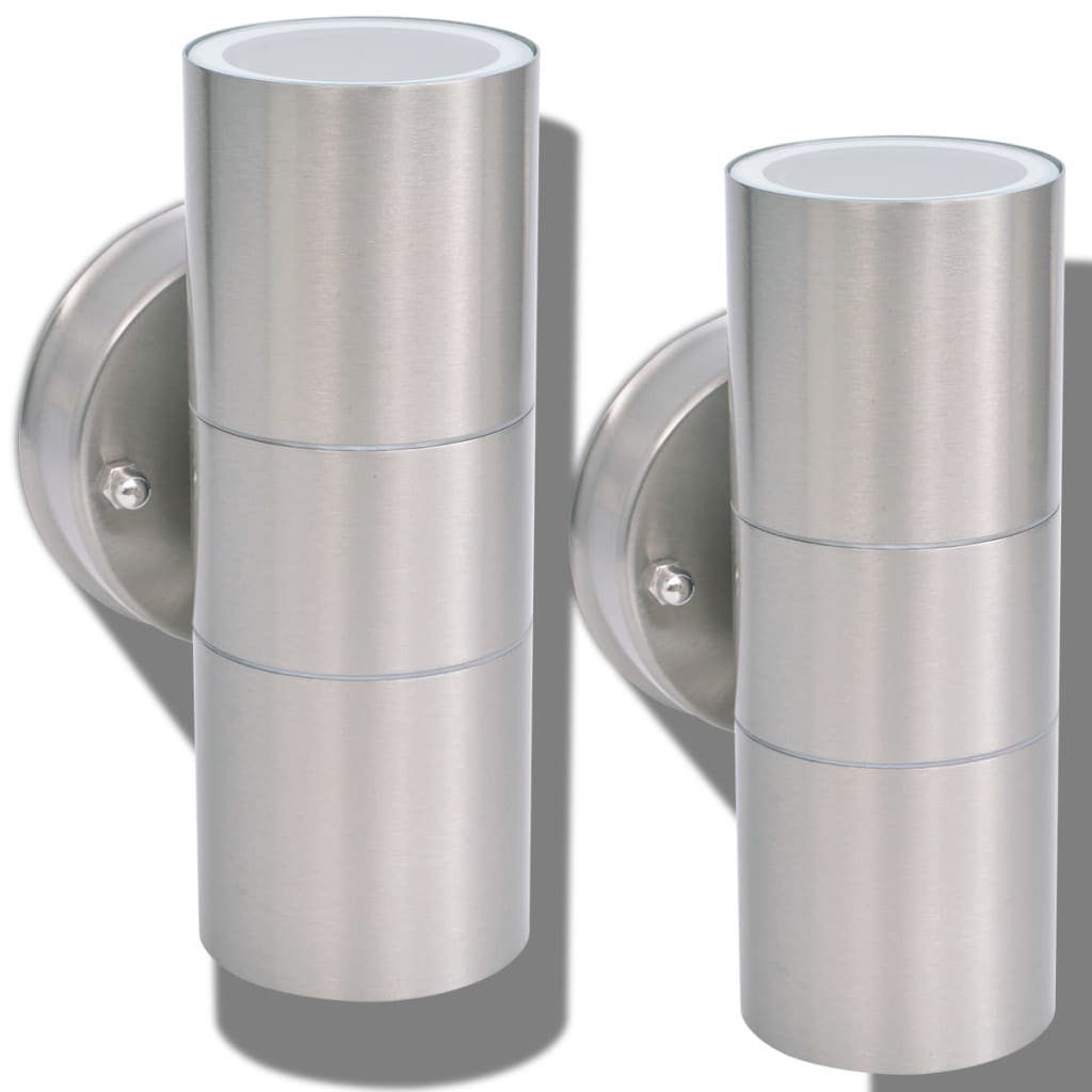 Applique Led Parete 2Pz Acciaio Inox Proiezione Alto/Basso