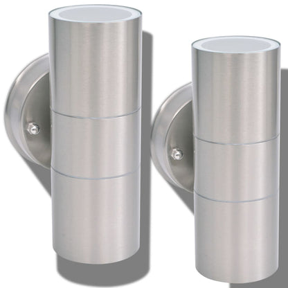 Applique Led Parete 2Pz Acciaio Inox Proiezione Alto/Basso