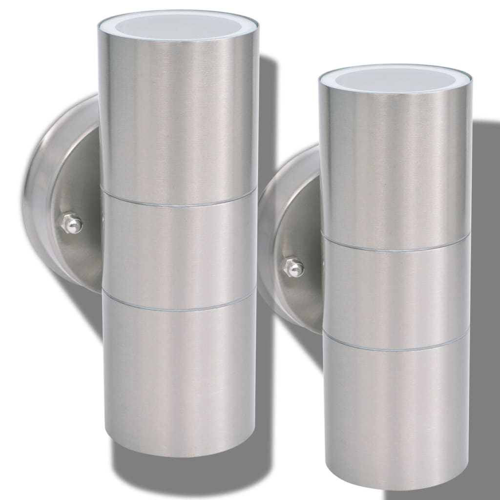 Applique Led Parete 2Pz Acciaio Inox Proiezione Alto/Basso