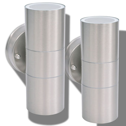 Applique Led Parete 2Pz Acciaio Inox Proiezione Alto/Basso