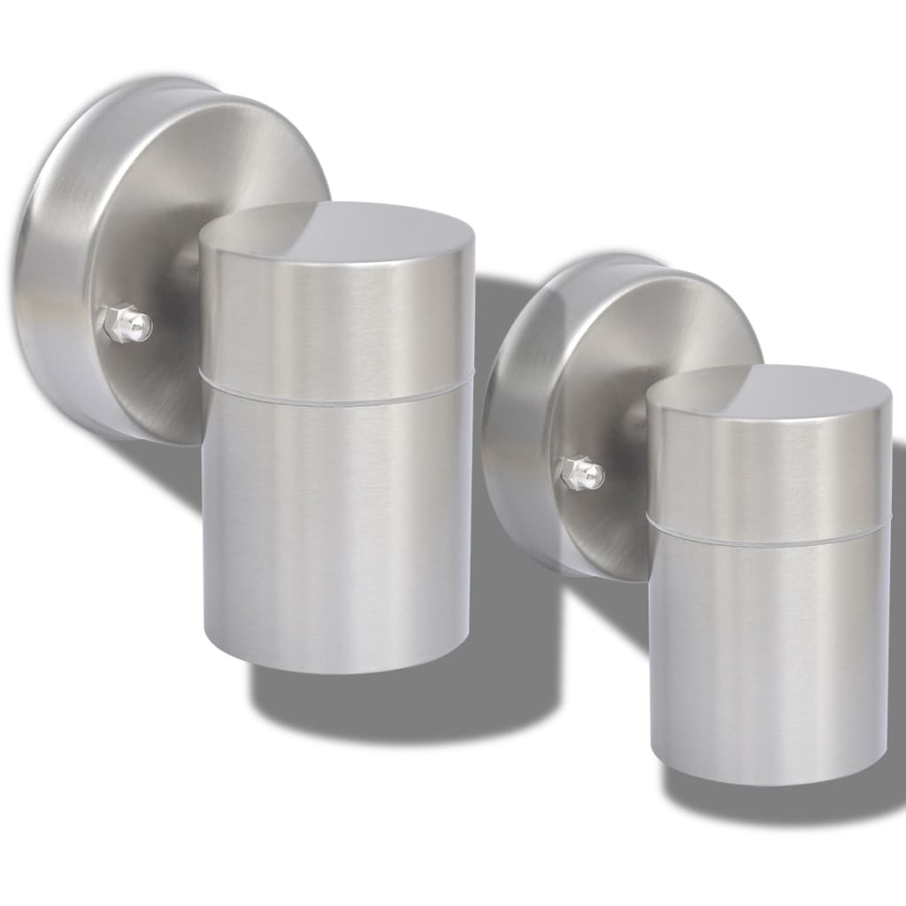 Lampada Da Parete Esterno 2 Pz Acciaio Inox Proiezione Basso