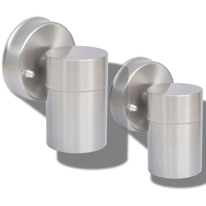 Lampada Da Parete Esterno 2 Pz Acciaio Inox Proiezione Basso