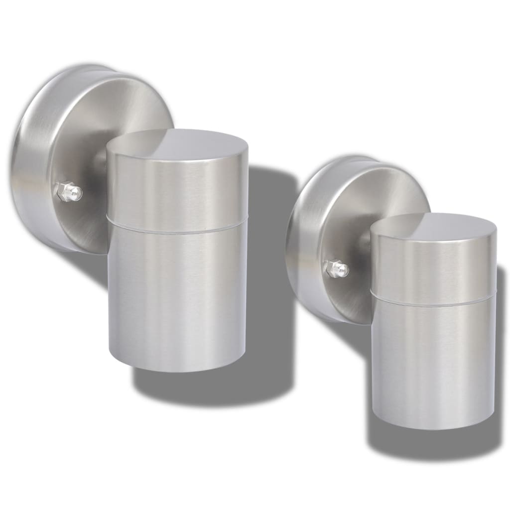 Lampada Da Parete Esterno 2 Pz Acciaio Inox Proiezione Basso