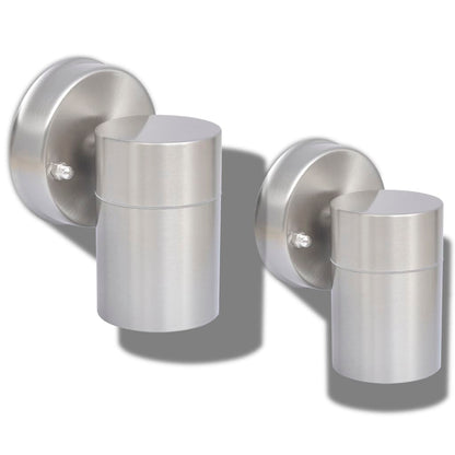 Lampada Da Parete Esterno 2 Pz Acciaio Inox Proiezione Basso