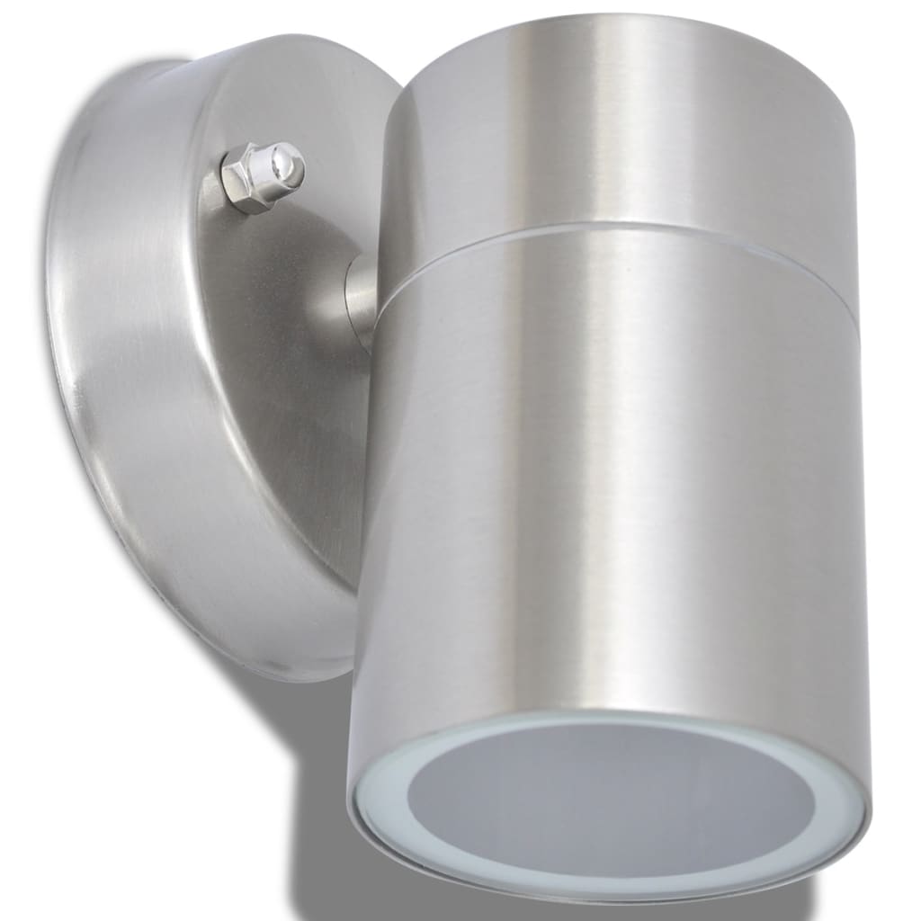 Lampada Da Parete Esterno 2 Pz Acciaio Inox Proiezione Basso