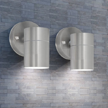 Lampada Da Parete Esterno 2 Pz Acciaio Inox Proiezione Basso