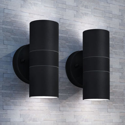 Lampada Da Parete Esterno 2 Pz Acciaio Inox Proiezione Basso