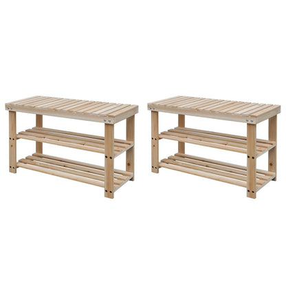 Scarpiera 2 In 1 Con Piano D'appoggio 2 Pz In Legno Massello
