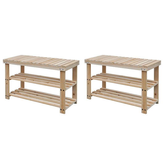 Scarpiera 2 In 1 Con Piano D'appoggio 2 Pz In Legno Massello
